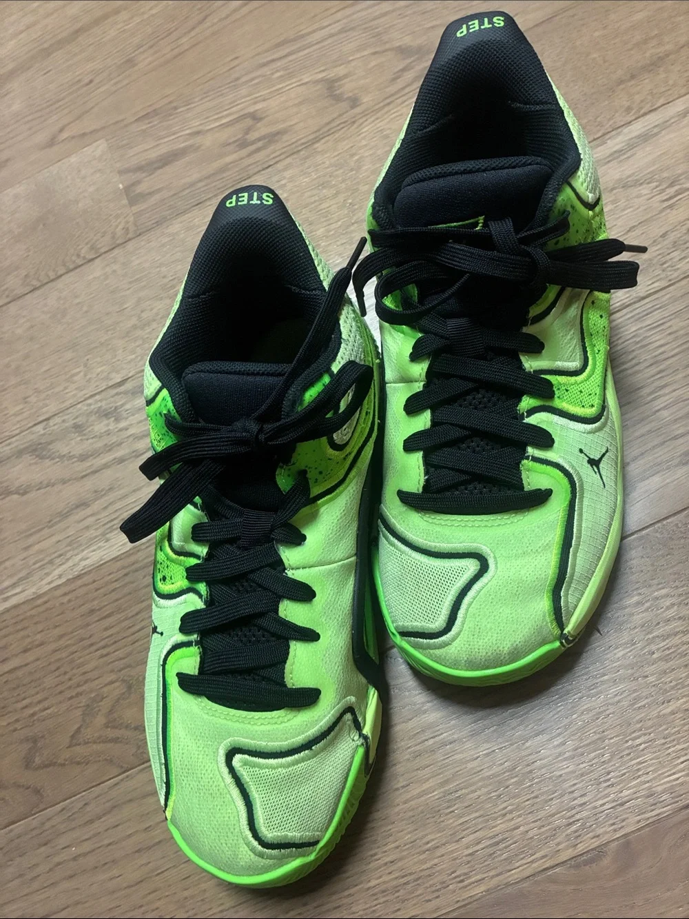 Nike Air Jordan Neon Green and Black Basketball Sneakers